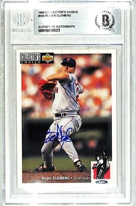 Carta Auto firmata 1994 Collector's Choice ROGER CLEMENS #550 Beckett BAS Slabbed - Foto 1 di 3