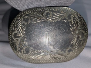Vintage Monogrammed Belt Buckle Silver Plated & Nickel - Picture 1 of 7
