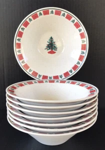 "Árbol de Navidad artesanal popular (8) cuencos de cereales 7 3/4"" gres de regreso a casa de vacaciones" - Imagen 1 de 10