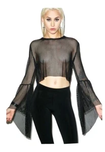 Gothic Fishnet Crop Top Witch - Picture 1 of 5