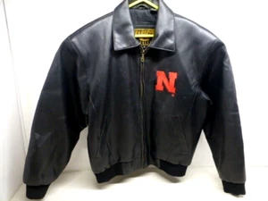Vintage Nebraska Cornhuskers FAUX Leather Varsity Jacket SZ MEDIUM  VGC - Picture 1 of 7