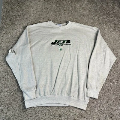 Sudadera De Colección Y2K New York Jets Para Hombres XL Gris Verde Bordada Majestuosa Foto 1 de 4