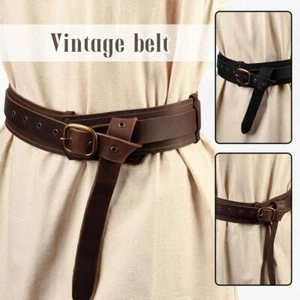 Buckle Waist Leather SCA LARP Belt Viking Renaissance Cosplay Medieval Costume - Picture 1 of 14