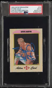 STEVE AUSTIN 1993 WCW MAGAZINE SIGNED ROOKIE CARD AUTO - PSA 5 w/ PSA 10 AUTO - Picture 1 of 2