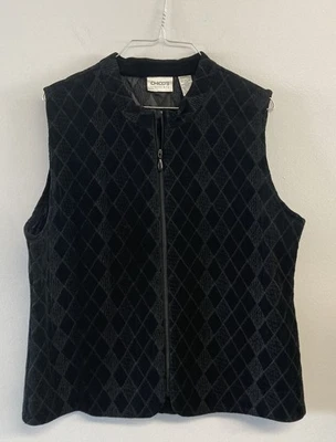Chico’s Diamond Quilt Casey Vest.  Full Zip. Chico’s Size 2.  Black.  NWT - Image 1 of 3
