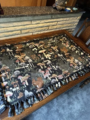 Super Soft Woodland Wild Forest Morel Mushrooms Fleece Throw Blanket 54x34” - Image 1 of 4