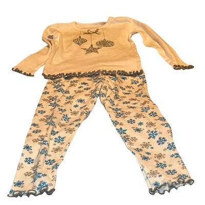 Sara's Prints Kids Pajamas Size 4 Snowflake Long Sleeve Cotton Sleepwear Set - Image 1 of 3