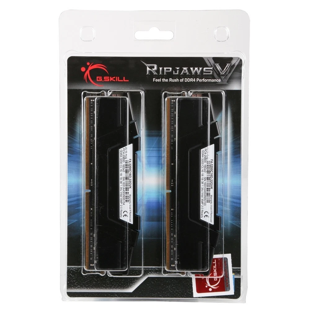 G.SKILL RipjawsV DDR4 RAM 64GB (4x16GB) 3200MHz CL16 - Intel AMD Desktop Memory - XMP Ready Gaming RAM