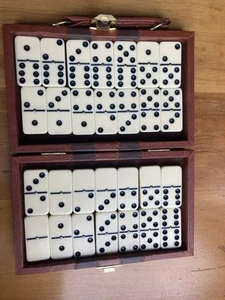 Vintage Complete Dice & Domino Game Set In Leather Cases For Pub & Family - Picture 1 of 11