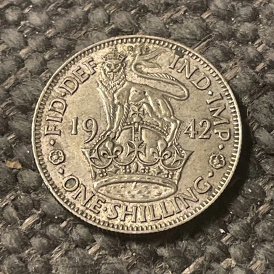 Moeda de xelim de prata da Grã-Bretanha 1942. - Imagem 1 de 2