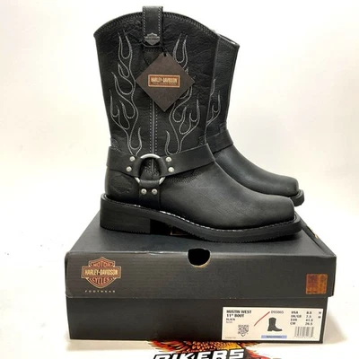 NUEVAS botas de motocicleta Harley para hombre talla 8,5 Hustin West 11 pulgadas negras D93865-8,5 Foto 1 de 4