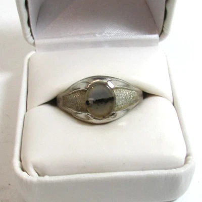 Anillo de ágata musgo plata esterlina WM WHEELER MANUFACTURING vintage para hombre talla 12,5 Foto 1 de 4