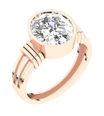 VS F 3.00 Ct Oval Solitaire Lab Grown Diamond 14K Rose Gold Mens Engagement Ring - Image 1 of 4