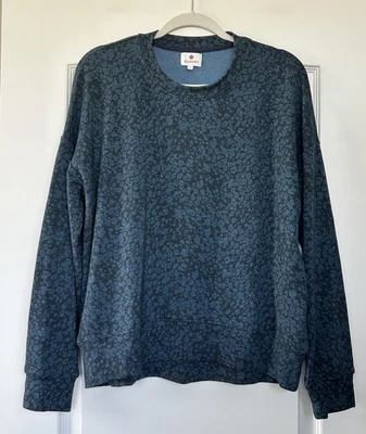 Sudadera Anthropologie Sundry Mujer Talla 1/Pequeña Azul Animal Estampado Leopardo EE. UU. Foto 1 de 4