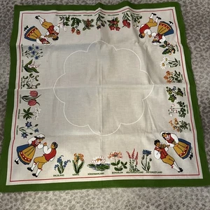 Vintage Swedish Folk Art Tablecloth Topper 28 X 27.5” F1 - Picture 1 of 4