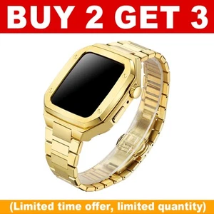 Stainless Steel Case Bands Metal Str For Apple Watch 6 5 4 SE 44mm - Photo 1 sur 10