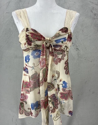 Sombra de Ojos Cami Top Mujer Talla M Beige Floral Babydoll Y2k Foto 1 de 4