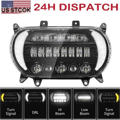 Faro LED Hi/Lo DRL luz de señal de giro para Harley Touring Road Glide 2015-2024 Foto 1 de 4