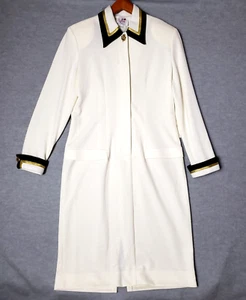 Caron Chicago weiß/off white Gr. 12 Vintage Kleid Jersey Strick wattierte Schultern - Bild 1 von 10