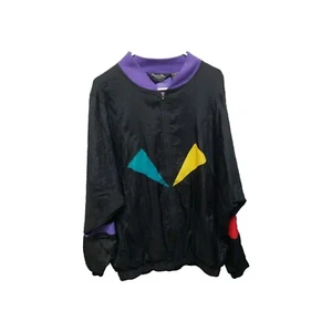 Christian Dior L Mens Color Block Jacket Black Purple Green Yellow Red Zipper  - Picture 1 of 8