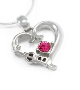 Gamma Phi Beta sterling silver heart pendant with Swarovski Pink crystal - Picture 1 of 2