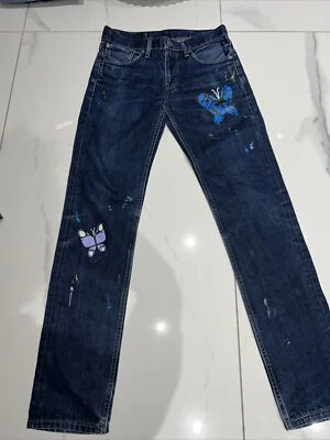 Levi's 557 03 One of a Kind W26 L30. Vintage Custom Paint And Transfers, - Image 1 of 4