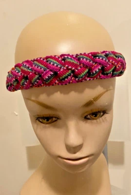 Diadema Correa Trenzada Algodón Guatemalteco Colorido Tribal Elástico Mujeres Niño BF Foto 1 de 4
