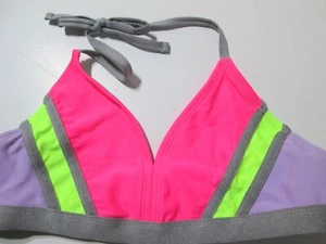Circo Youth Girls Size L Bikini Top Pink Multi Bralette Unlined Halter Swimwear - Picture 1 of 5