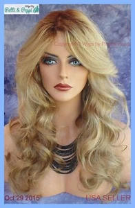 PELUCA MONOPARTE DELANTERA DE ENCAJE BRIANNA POR ENVIDY CHAMPÁN BRILLANTE ONDAS DESLUMBRANTES CALIENTES - Imagen 1 de 13