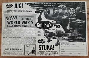 VINTAGE 1969 GUILLOWS STUKA / JUNKERS BALSA AIRPLANE MODEL ADVERTISEMENT - Picture 1 of 1