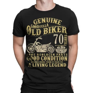 Genuine Old Biker" 70th Birthday T-Shirt| Biker Gift| Vintage Motorcycle #TA-06 - Picture 1 of 18