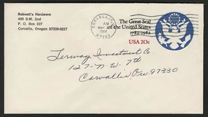 US 1982 #U602 - 20c Stamped Envelope Advertising Cover Great Seal Used - Picture 1 of 2