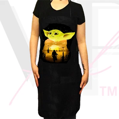 Star Wars Mandalorian Apron Adjustable Kitchen BBQ Grill BABY YODA THE NIGHT SKY - Image 1 of 4