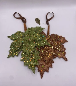Katherine’s Collection Glittery Fall Leaf Ornaments Decorative Autumn Decor - Picture 1 of 8