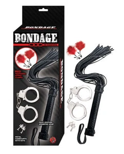 Bondage by Nasstoys Whip & Cuff Set - Red - Picture 1 of 4