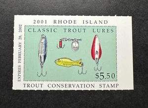 WTDstamps - 2001 RHODE ISLAND - State Trout Fishing Stamp - Mint OG NH - Picture 1 of 2