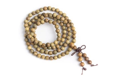 Cuentas redondas de madera natural 6 mm 108 piezas fragantes de sándalo verde Mala 26" Foto 1 de 3