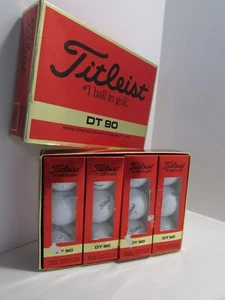 TITLEIST DT-90 Golf Balls New Old Stock 12 in Box Burns International 1 2 3 4 - Picture 1 of 13