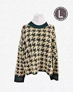"MAX STUDIO" Damen Jacquard Fischgrätmuster Pullover schwarz neu mit Etikett Größe Large UVP $ 108 - Bild 1 von 10