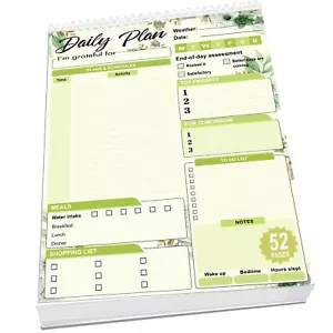Daily Plan Notepad 52 Sheets 8.5" X 11.5" Daily for To-Do Lists Habit Trackin... - Picture 1 of 8