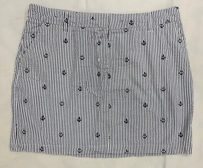 Falda Corta Británica Caqui Seersucker 12 Azul Rayas Bordado Ancla Náutica Foto 1 de 4