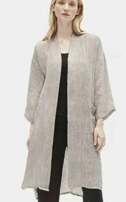 NWT Eileen Fisher Natural Organic Linen Gauze 3/4 Sleeve Hi Low Jacket Sz M - Image 1 of 4