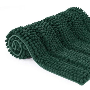 Bathroom Rugs Non-Slip Chenille Soft Striped Plush Bath Mat (Green, 16"x24") - Picture 1 of 6