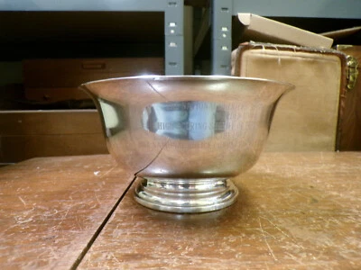 6.5" A TRAVÉS 3.5" T ESTERLINA 878 REPRO DE PAUL REVERE BOWL POR MANCHESTER GRABADO Foto 1 de 4