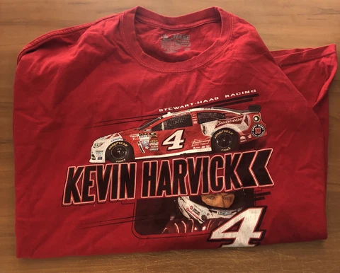 Kevin Harvick #4 Budweiser chase authentics 3XL Red T-Shirt Double Sided Cover