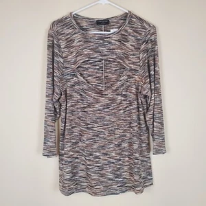 Lane Bryant braun meliert Cutout Langarm Bluse Größe 18/20 - Bild 1 von 7