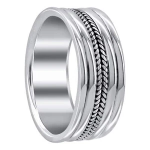 Herren Bandring geflochten 925 Sterling Silber klassisches geflochtenes Design - Bild 1 von 10