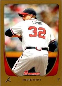DEREK LOWE 2011 BOWMAN GOLD BORDER ATLANTA BRAVES - Picture 1 of 2