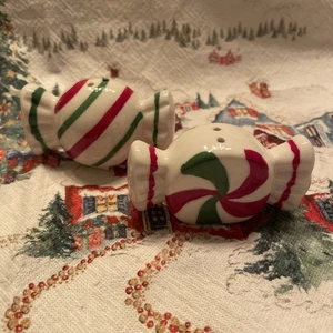 Cracker Barrel Peppermint Candy Salt And Pepper Shaker Set Holiday 2025: - Picture 1 of 13