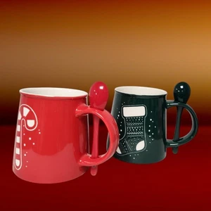 Christmas Embossed Mug with Spoon | Festive Hot Chocolate Stoneware Cup Gift - Picture 1 of 7